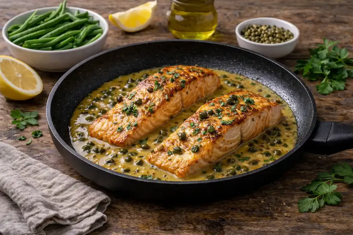 Losos na tavi s limunom i kaparama